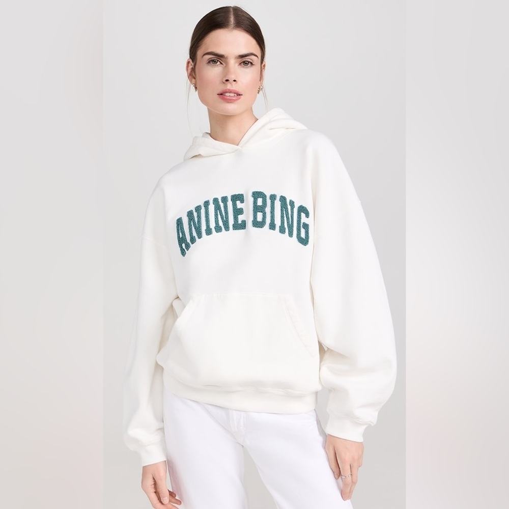 NWT - Anine Bing - Harvey Sweatshirt - Ivory With Dark
Sage